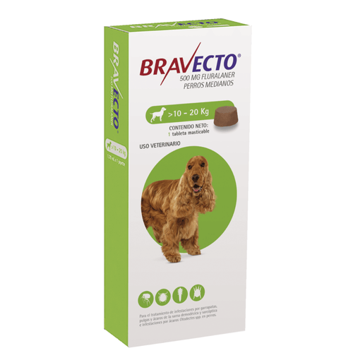 Bravecto antipulgas peso 10 - 20 KG