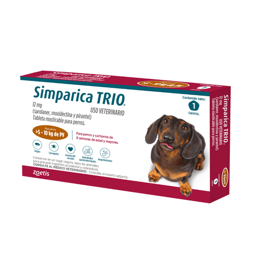 Simparica trio peso 5 kg a 10kg