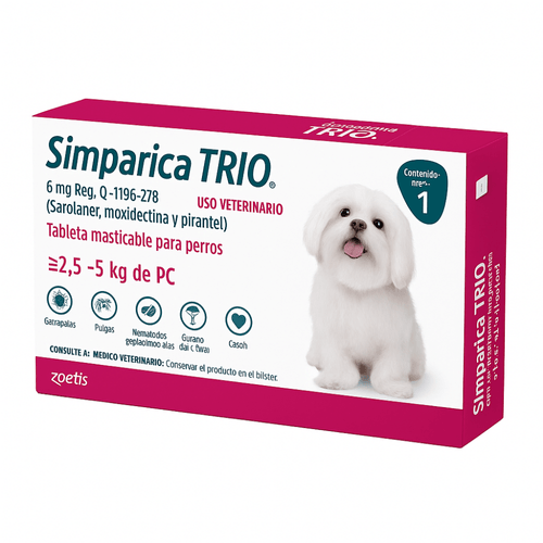 Simparica trio peso 2.5 kg a 5kg