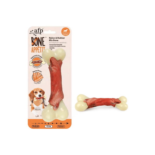 Hueso de nylon y goma con sabor a tocino