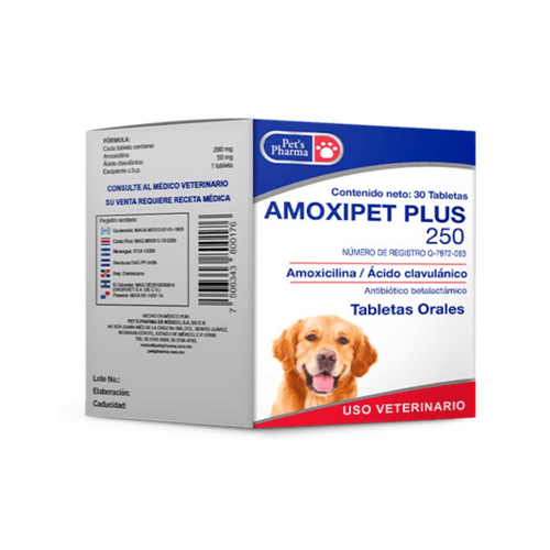 Amoxipet 250 mg por unidad
